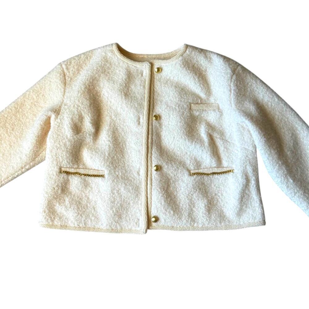 Future Collective Teddy Chain Jacket in Cream - Picture 2 of 11